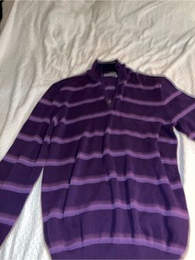 Club Room Purple Striped Quarter-Zip Sweater